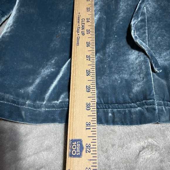 J Jill Jacket Womens Small Blue Crushed Velvet Button Front Hooded Cinch Anorak - Picture 3 of 6